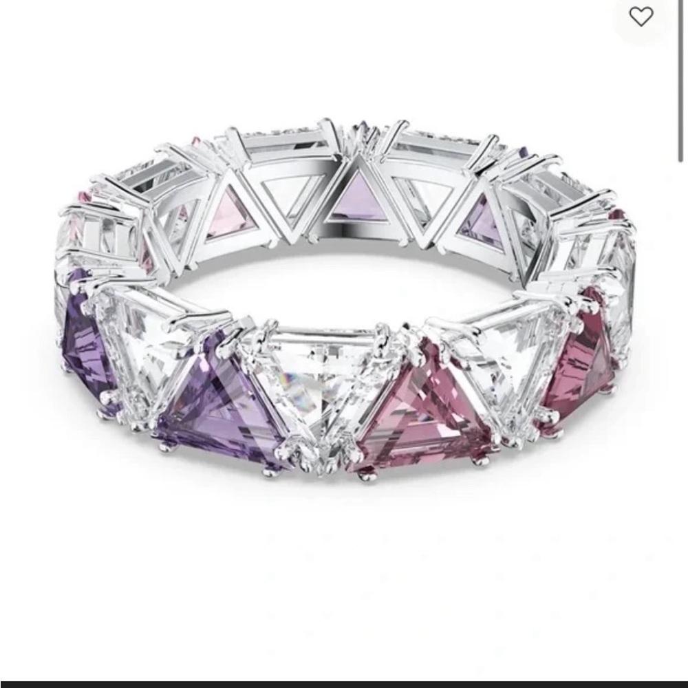 Swarovski Ortyx cocktail triangle cut ring purple pink